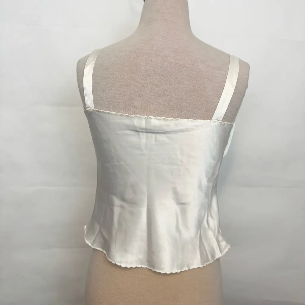 Escapades Vintage Ivory Silky Satin Foldover Cami Tank Top Lace Small 90’s style - Image 3