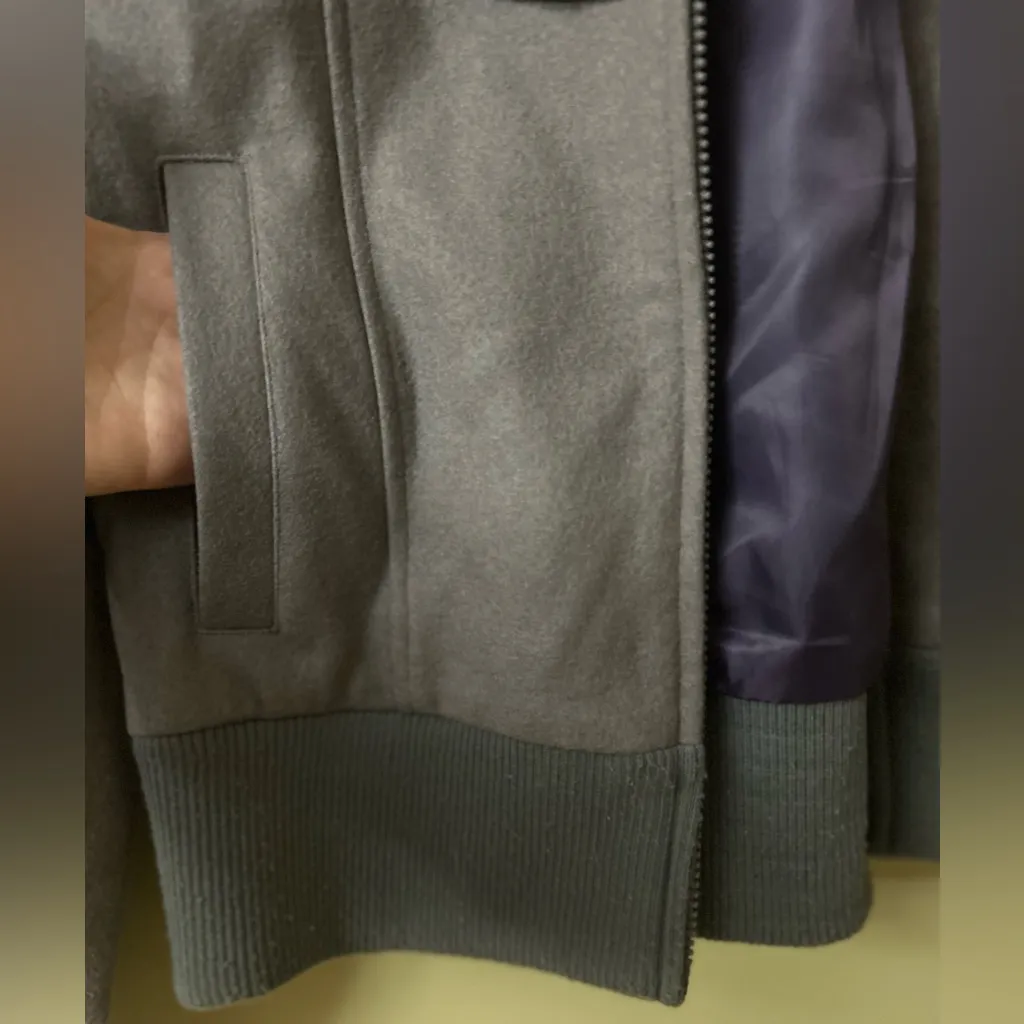 New Steve Madden Purple Wool Blend Ruffled Front Bomber Jacket Size XL - Image 5