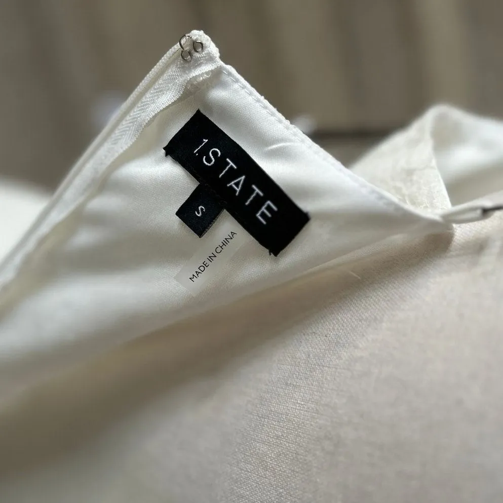 NWT 1.State Sunshine Times White Floral Lace Cowl Neck Midi Slip Dress Bridal - Image 7