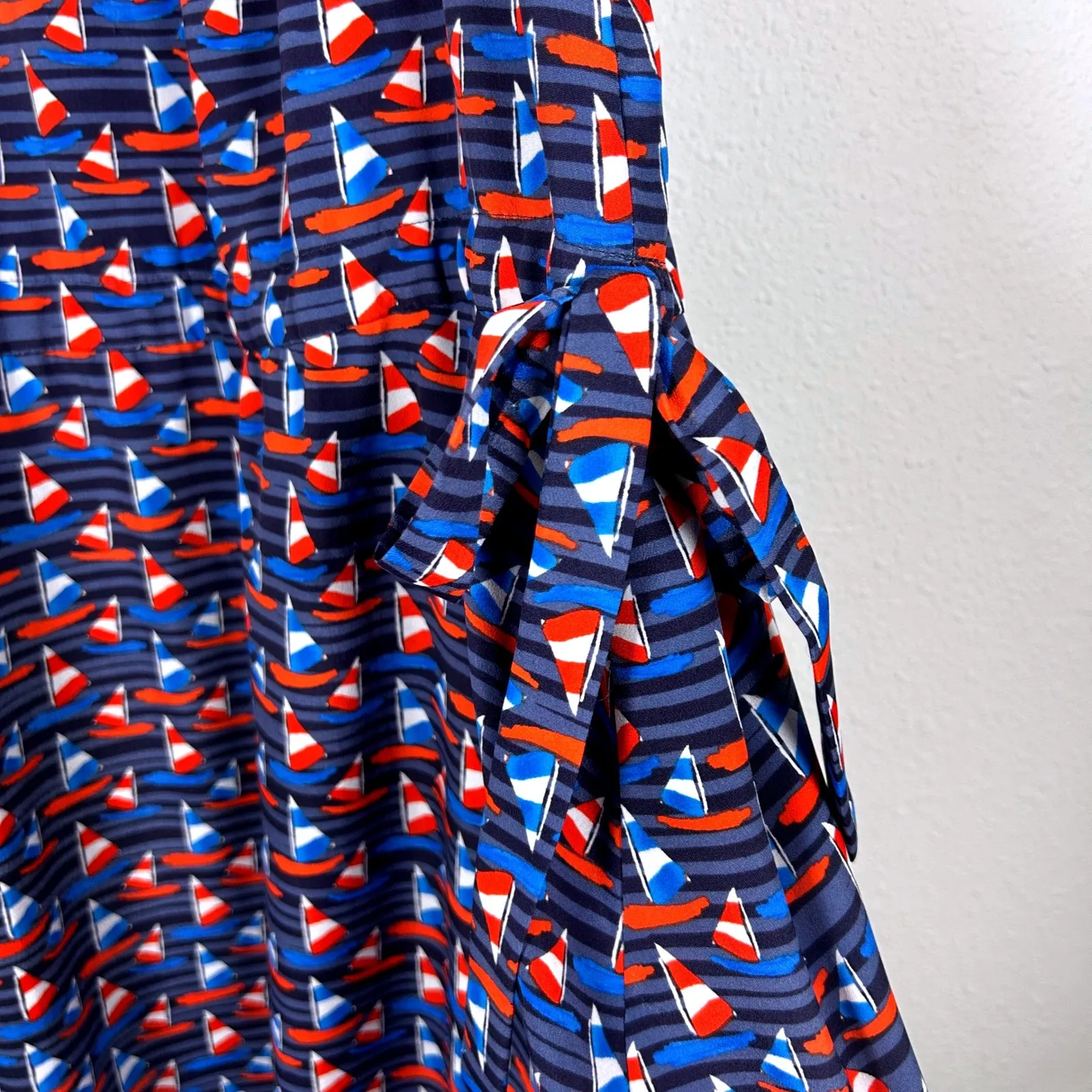 41 Hawthorn Navy Blue‎ Red White Sailboat Print Dress Sleeveless Casual Large Blue - Image 6