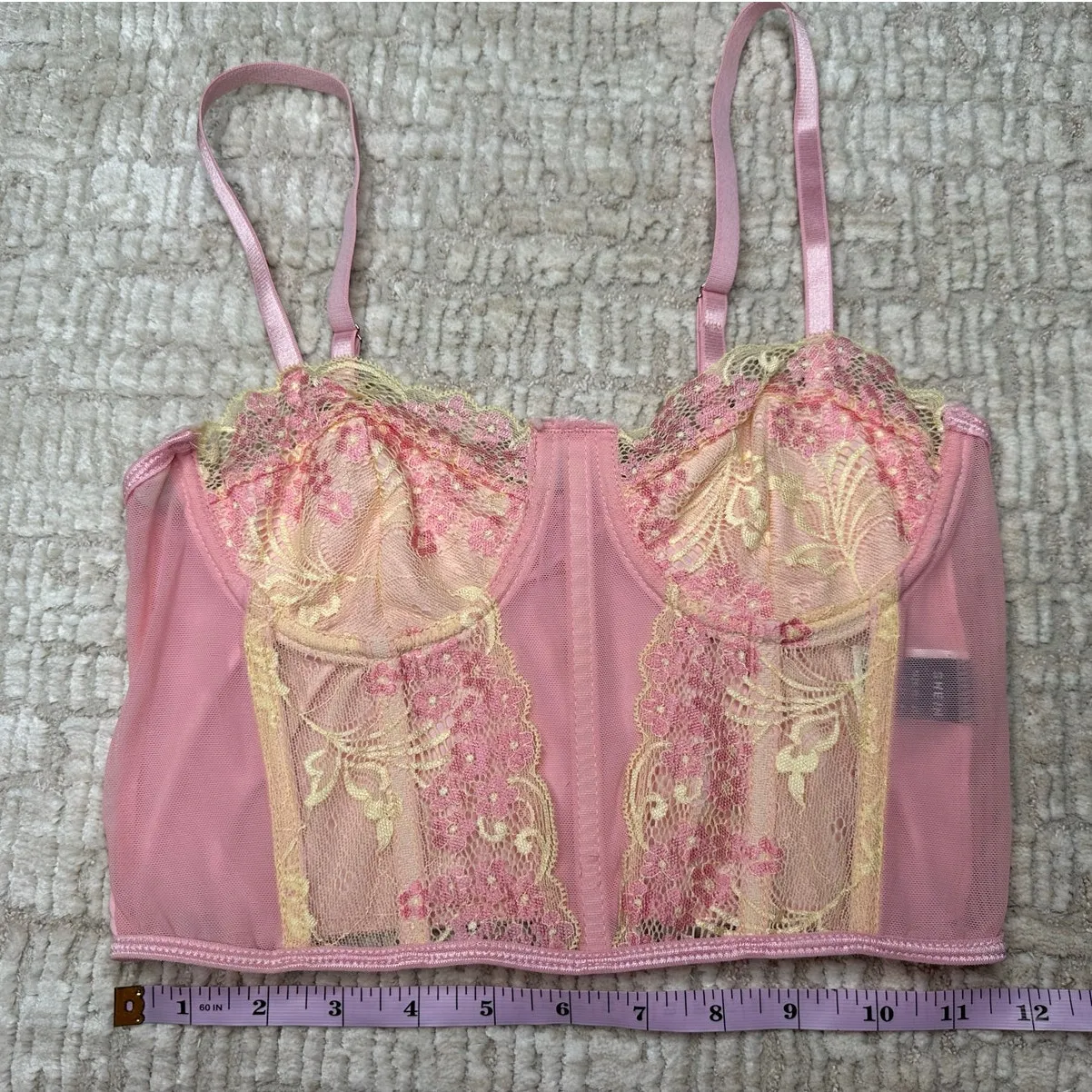 Shein: Pink Stretchy Corset Style Silky Lace Top - Image 5