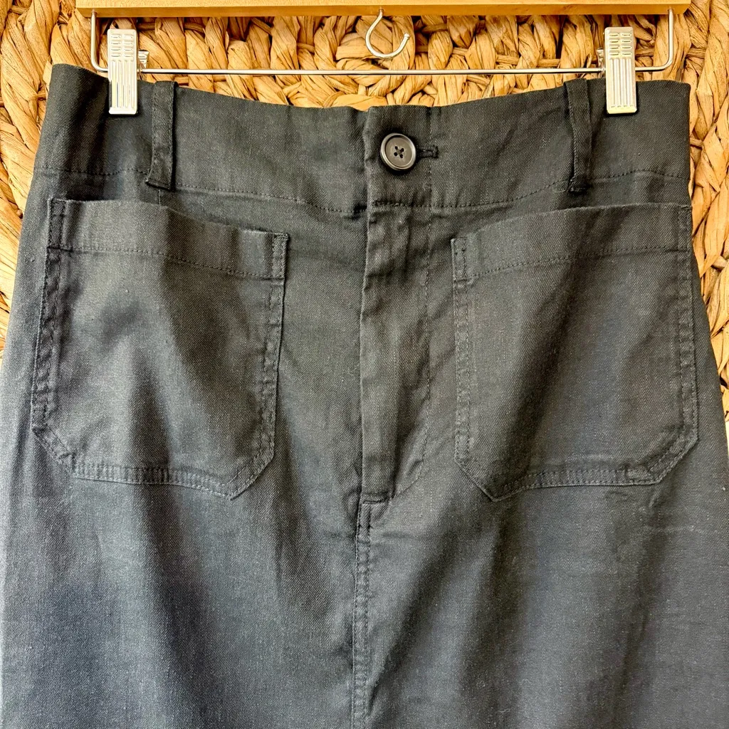 NWT Anthropologie Maeve The Colette Skirt in Black Linen Edition Size Medium - Image 4