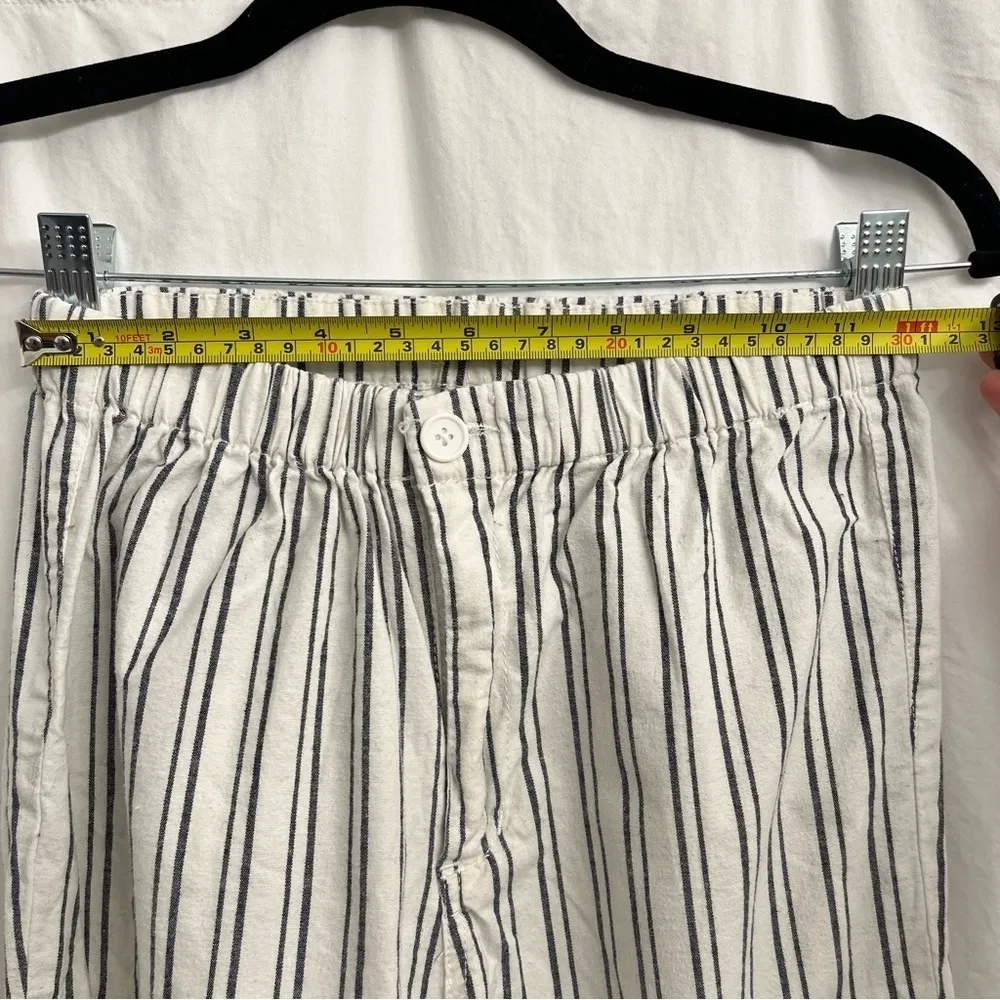 John Galt Brandy Melville Blue and White Striped Crop Pants OS - Image 6