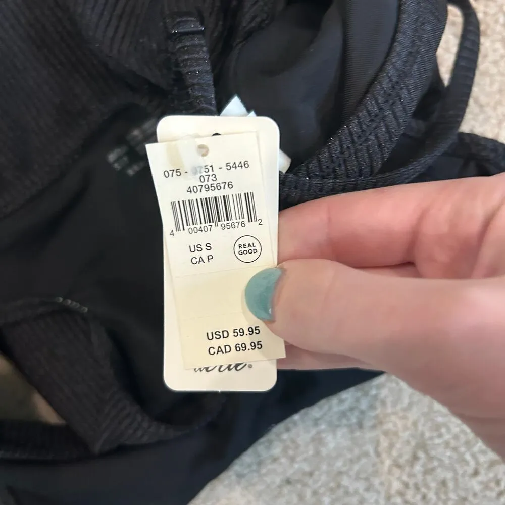 NWT Aerie Shine Rib Voop Cheeky One Piece Swimsuit True Black Beach Surf Size S - Image 7