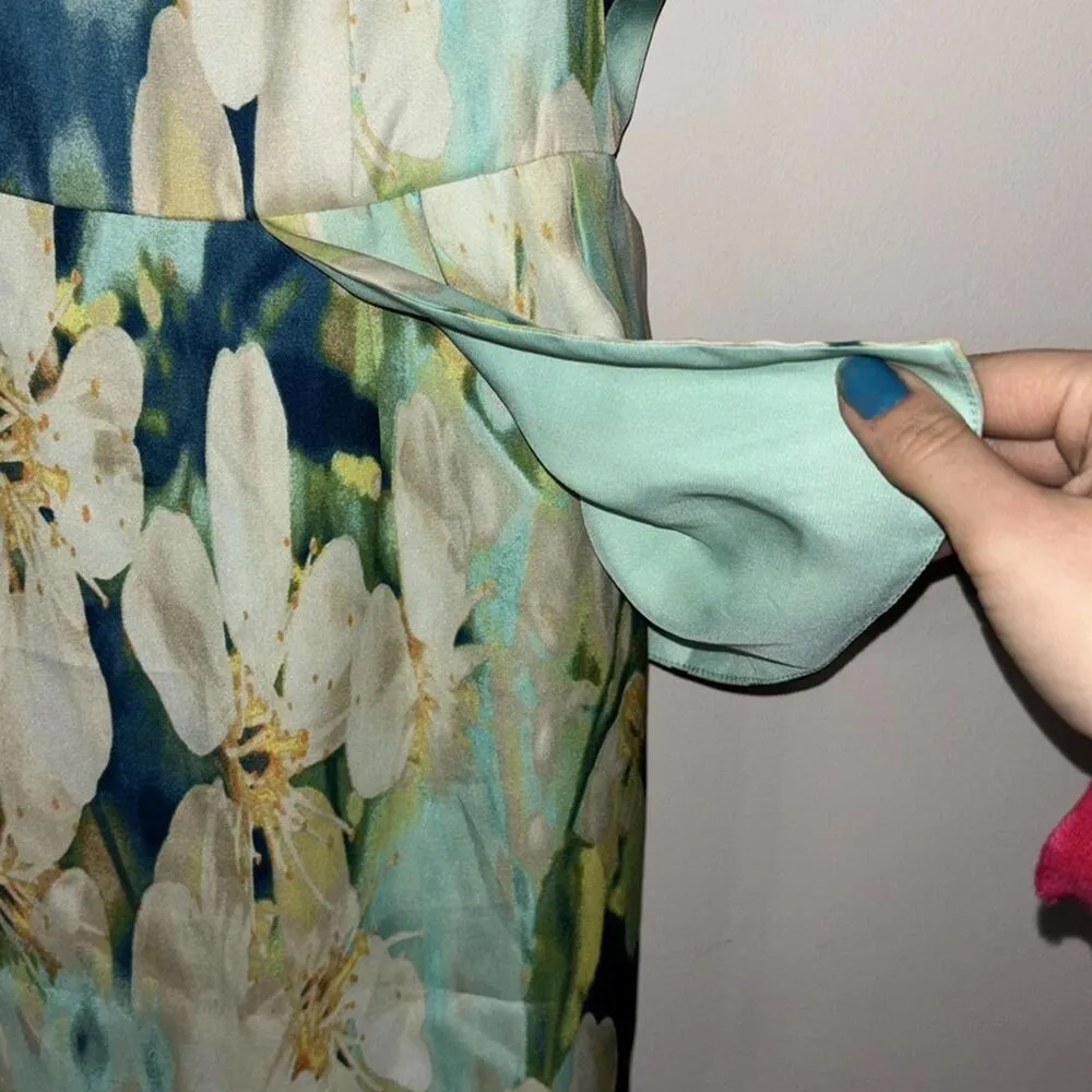 BB Dakota White Floral printed Sleeveless Dress Peplum Soft Semi Formal - Image 4