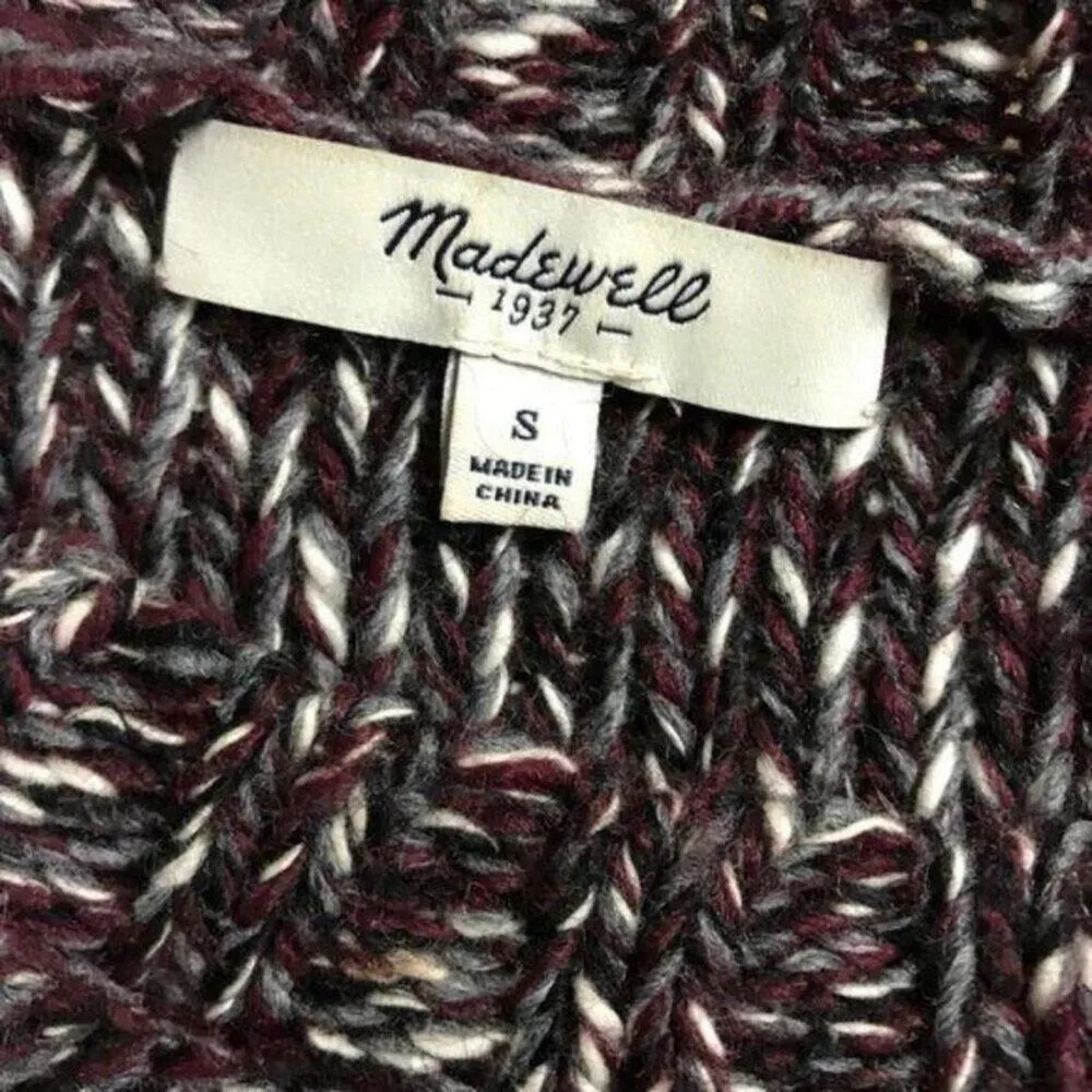 Madewell Firelight Marbled Cable Knit Burgundy Pullover Sweater Womens Size Smal - Image 6