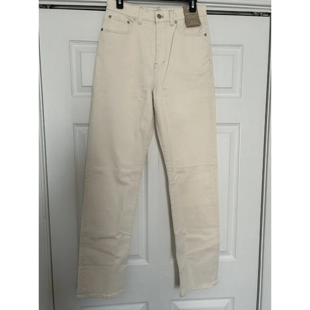 Madewell The '90s Straight Leg Jean in Vintage Canvas Ivory Size 33T - Image 3