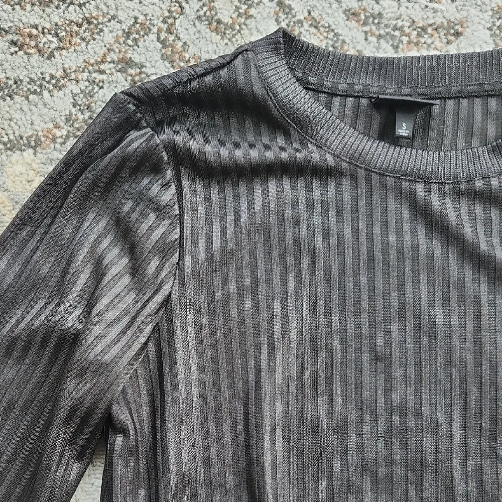 Who What Wear Ribbed Sheer Sweater Black Small - Image 3
