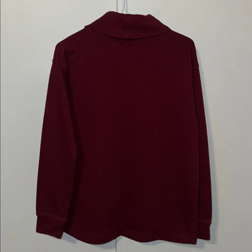 Lands End Waffle Knit Turtleneck Long Sleeve Pullover Top Women’s S Small Red - Image 5
