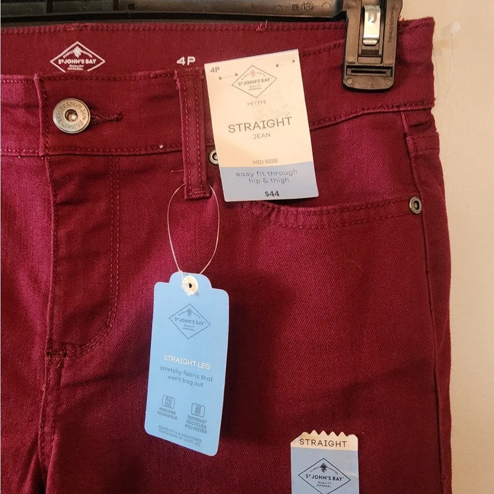 St johns bay jeans mid rise straight jeans Plum size 4 p - Image 3