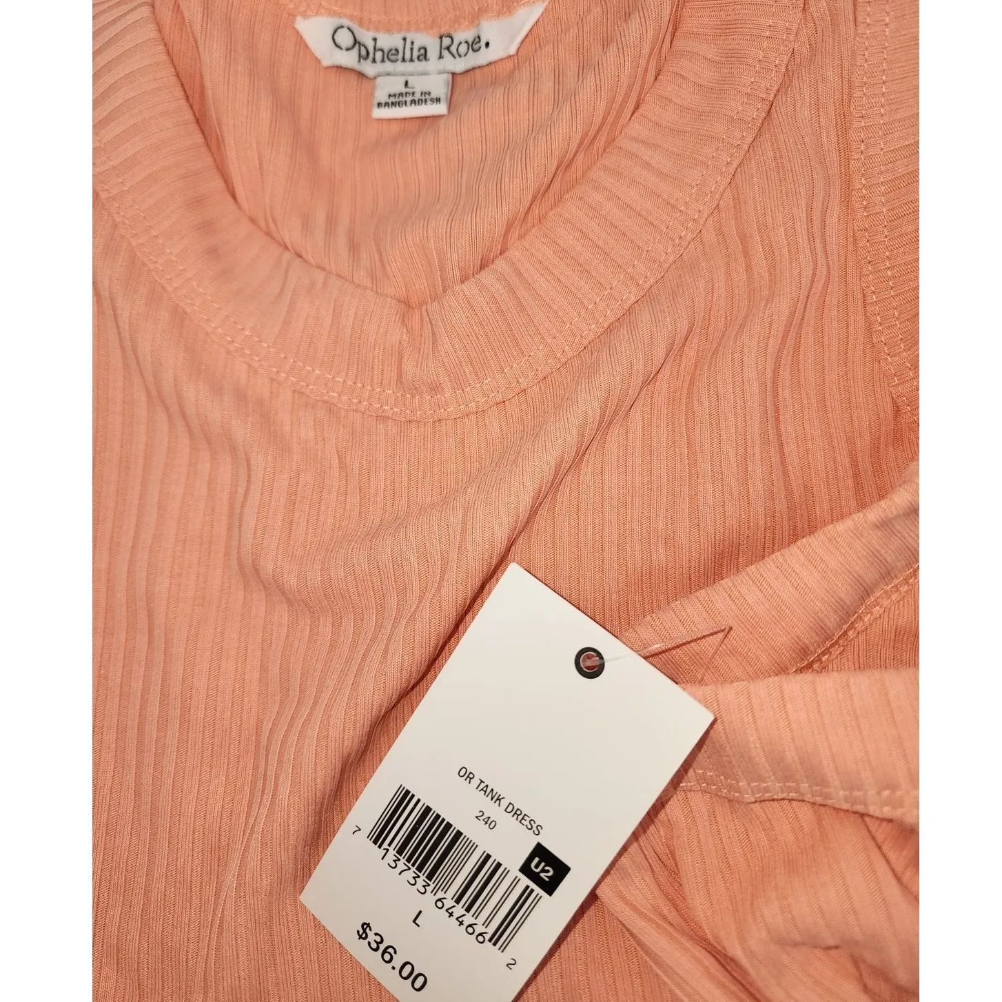 Ophelia Roe Peach Ribbed Tank Maxi Dress Women's Size Large - Image 6