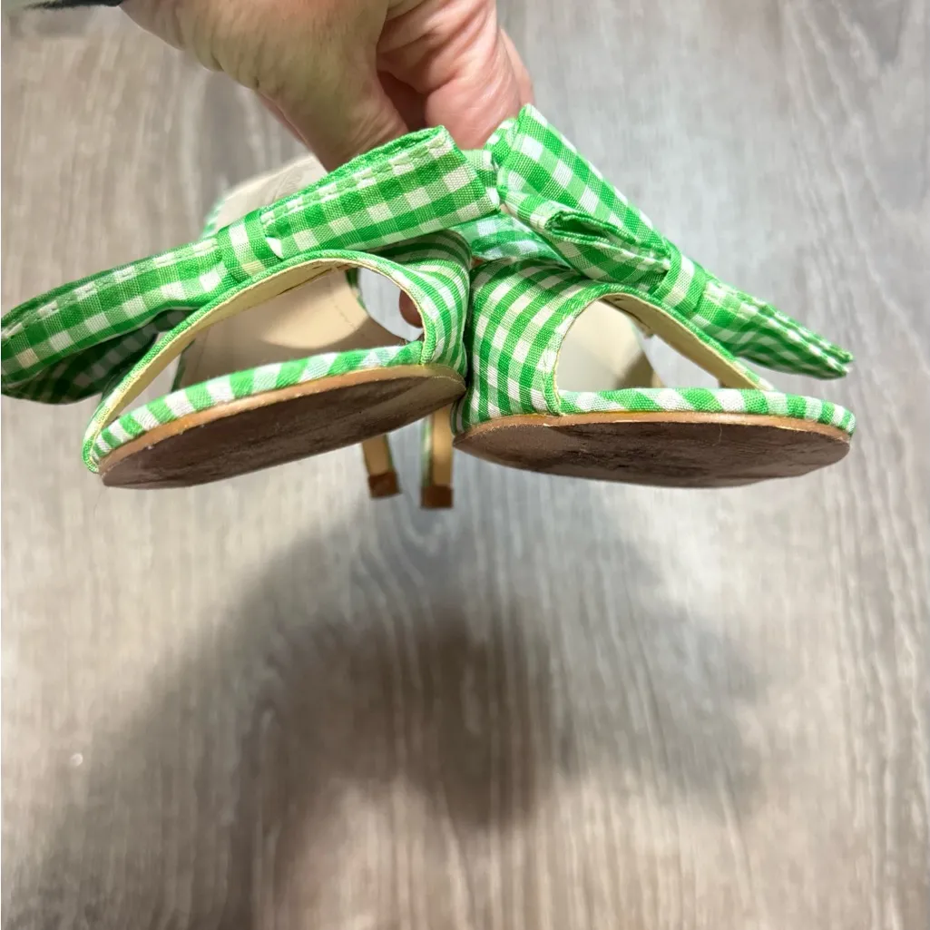 Catherine Vintage Women's Malandrino Green and White Gingham High Heels‎ Size 6 - Image 5