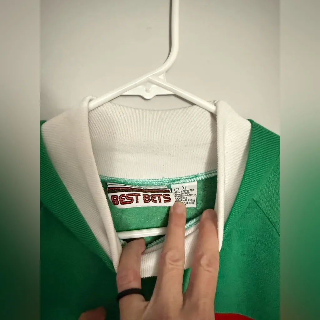 VTG BEST BETS Christmas Sweater Sweatshirt Teddy Bear Design Funky Multi Color M Green Size M - Image 6