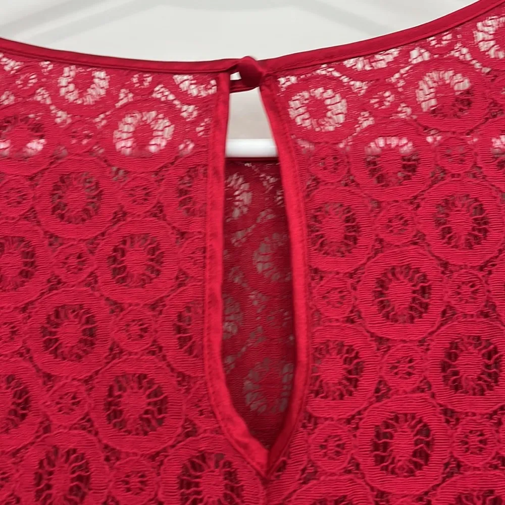 Laundry by Shelli Segal Size 2 Red Lined Lace and Satin Shift Dress - Image 7