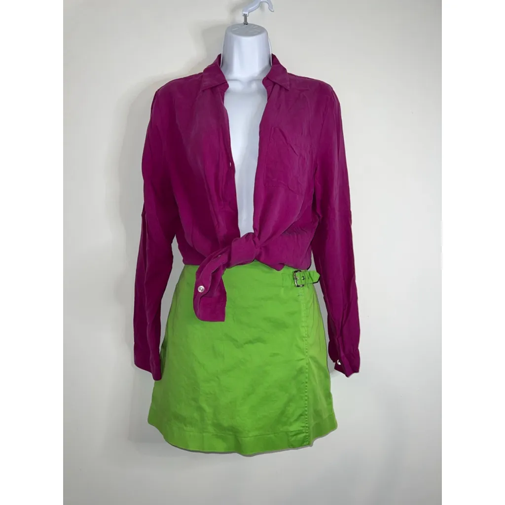 Women's Investments Purple Silk Button Down Shirt M - Image 8