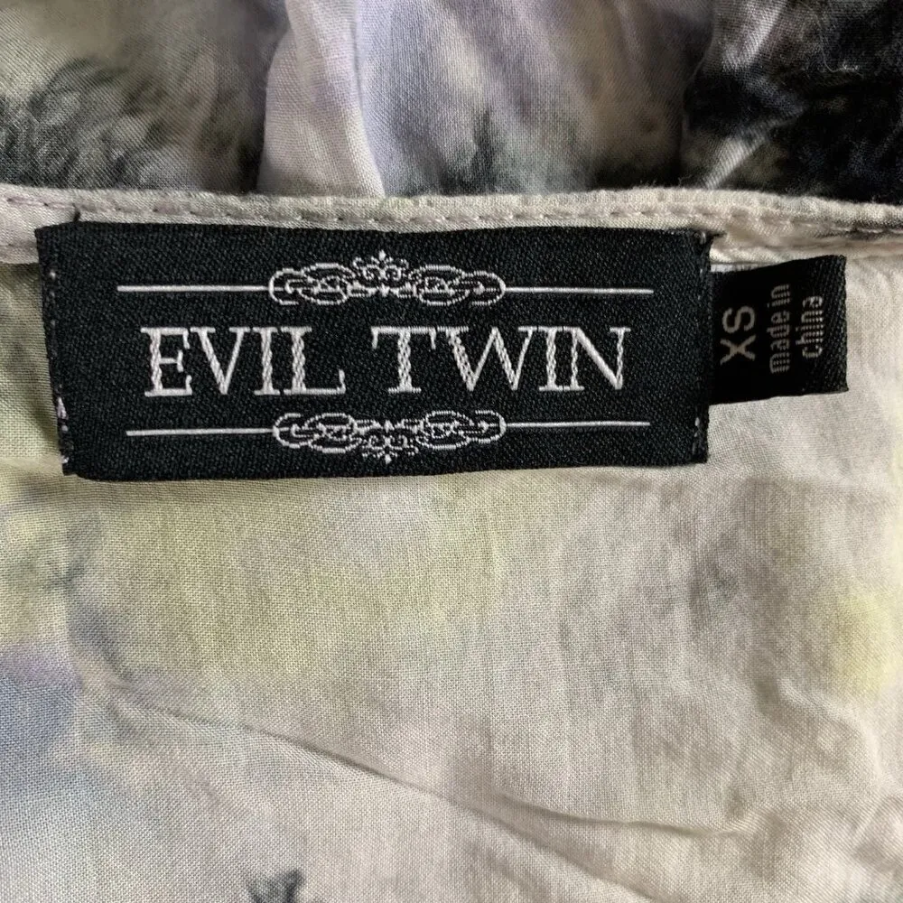 Evil Twin Tie‎ Dye Button Front Mini Dress XS Grunge Boho Festival Style - Image 5