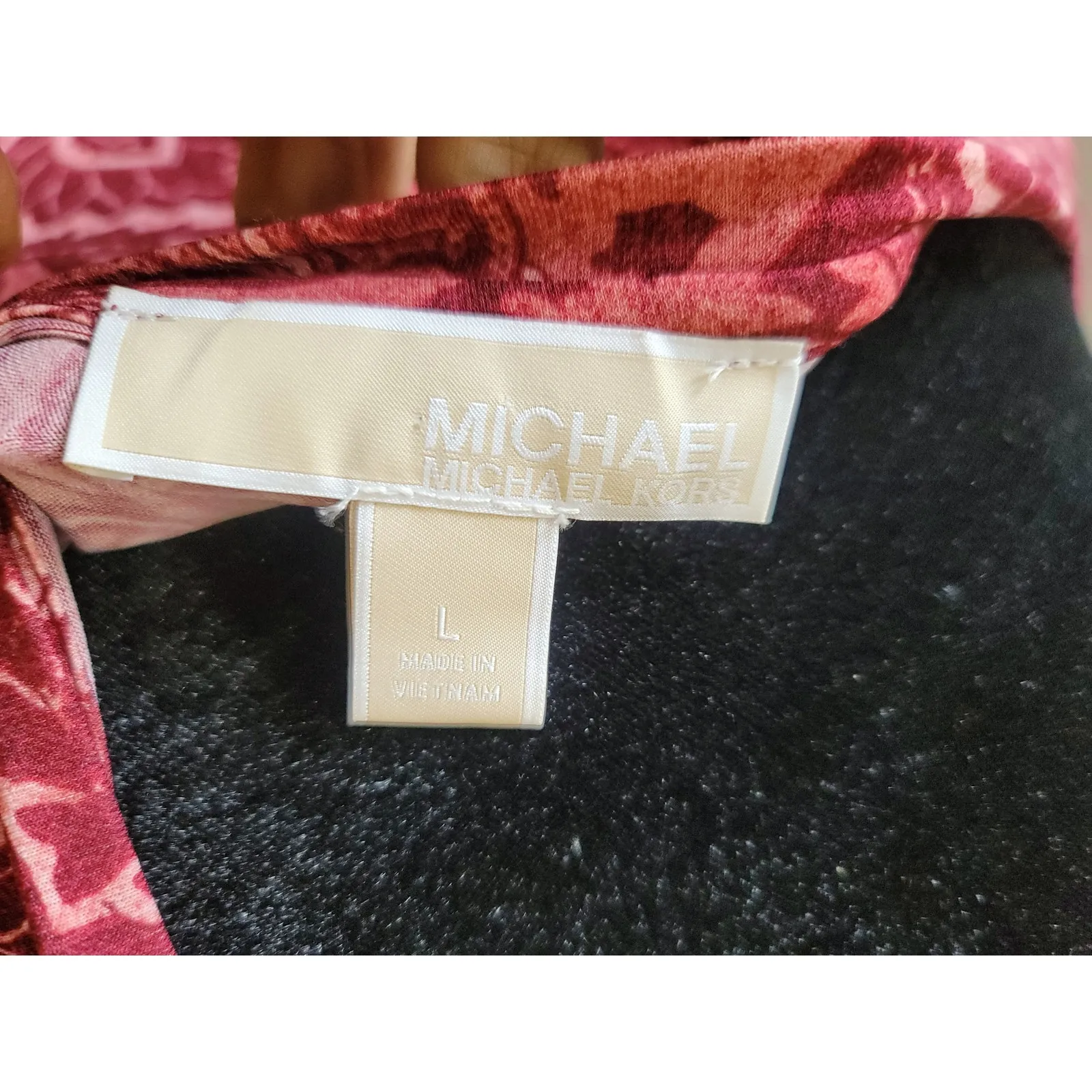 Michael Michael Kors Shirt Dress Women's Large Red Pink Polyester Long Sleeves - Image 5