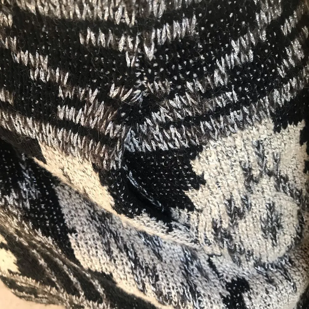 Lucky Brand Open Front Metallic Black White Cardigan Sweater Women's Size XS - Image 4