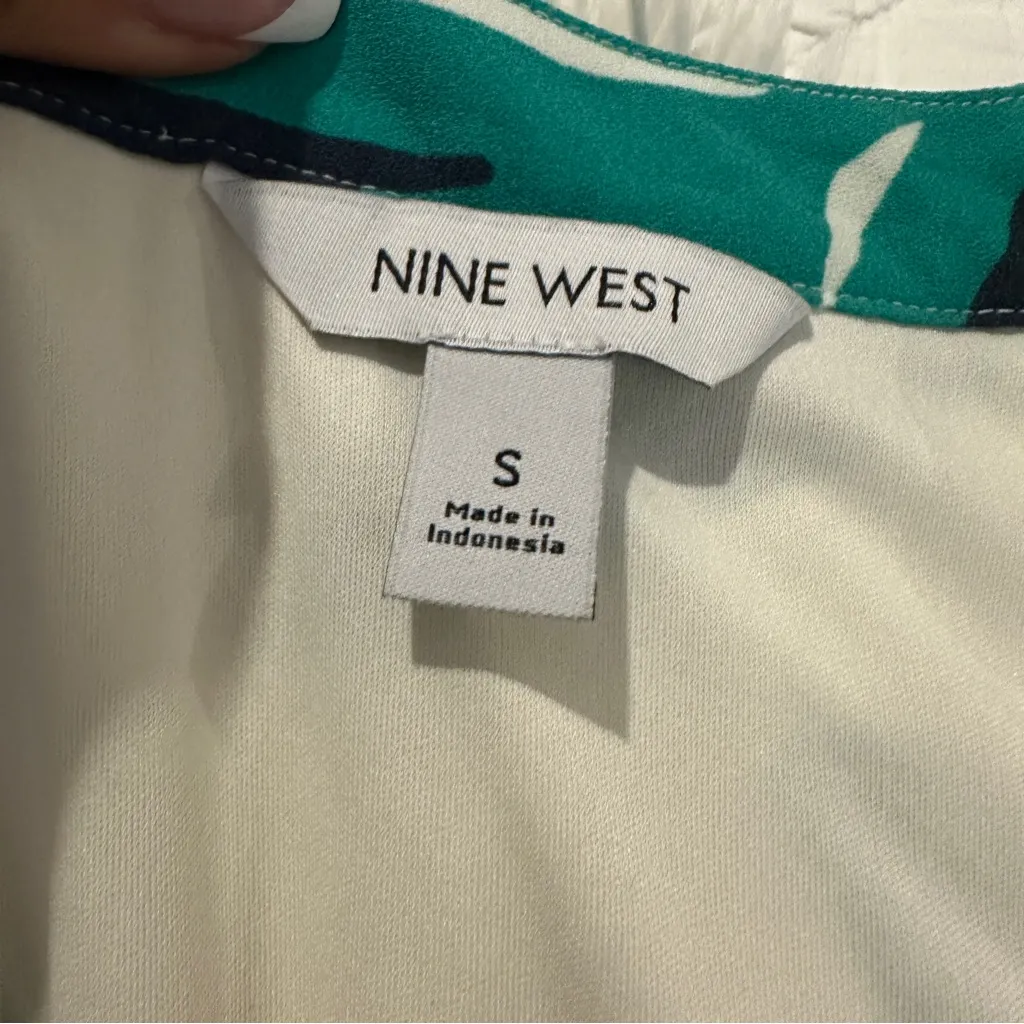 Nine West Tropical Green Leaf Sleeveless Ruffle Hem Mini Dress |Size Small (NWT) - Image 9