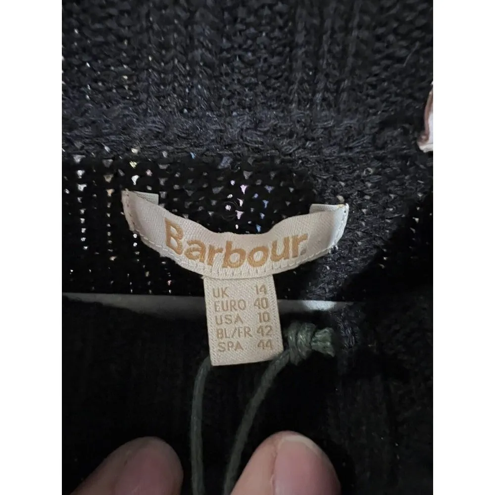 New Barbour‎ Kingsbury Knitted Sweater Dress Black Reindeer Size 10 Midi - Image 8