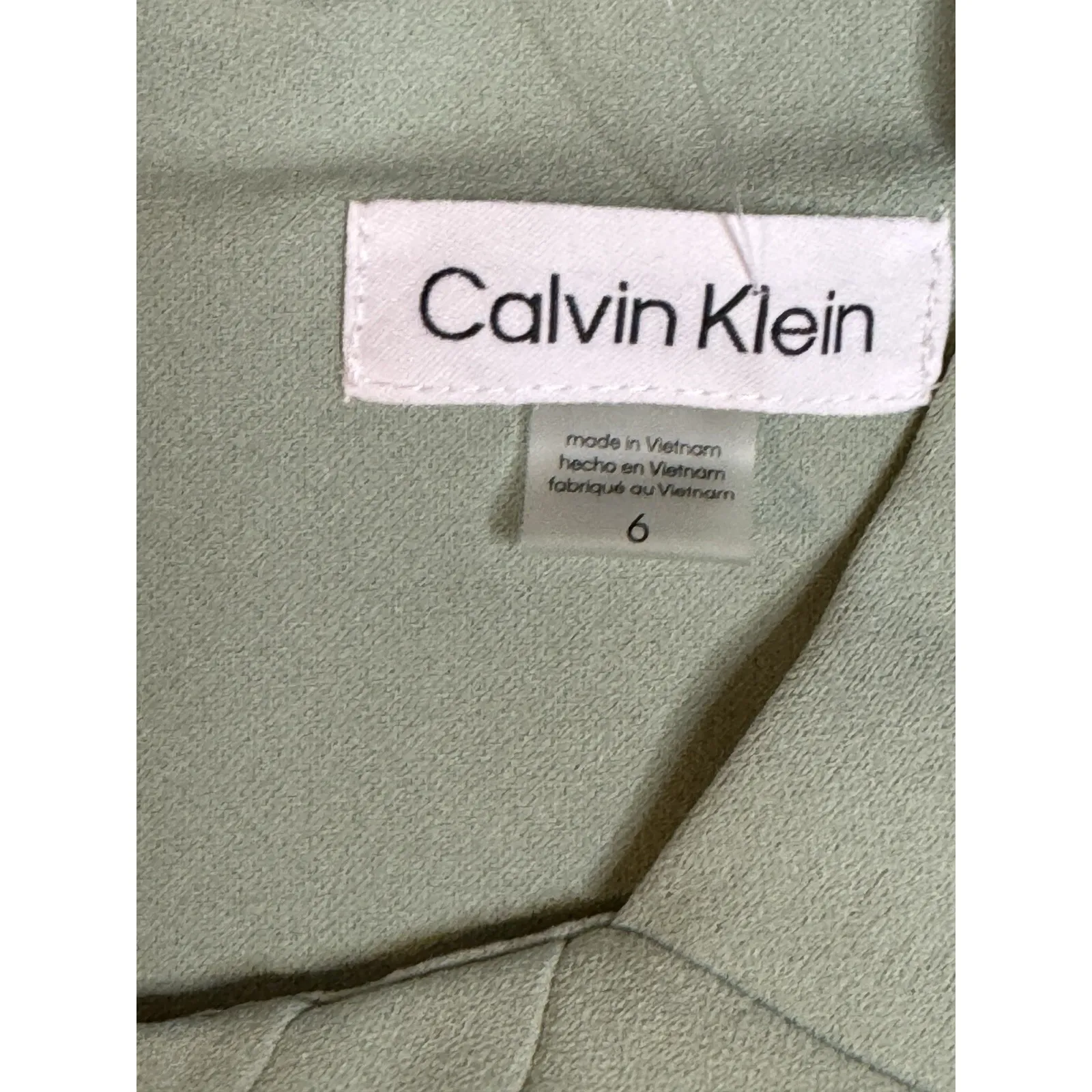 NEW Calvin‎ Klein Top-Pleat Wide-leg Jumpsuit in Sage Green Size 6 Keyhole Front - Image 5