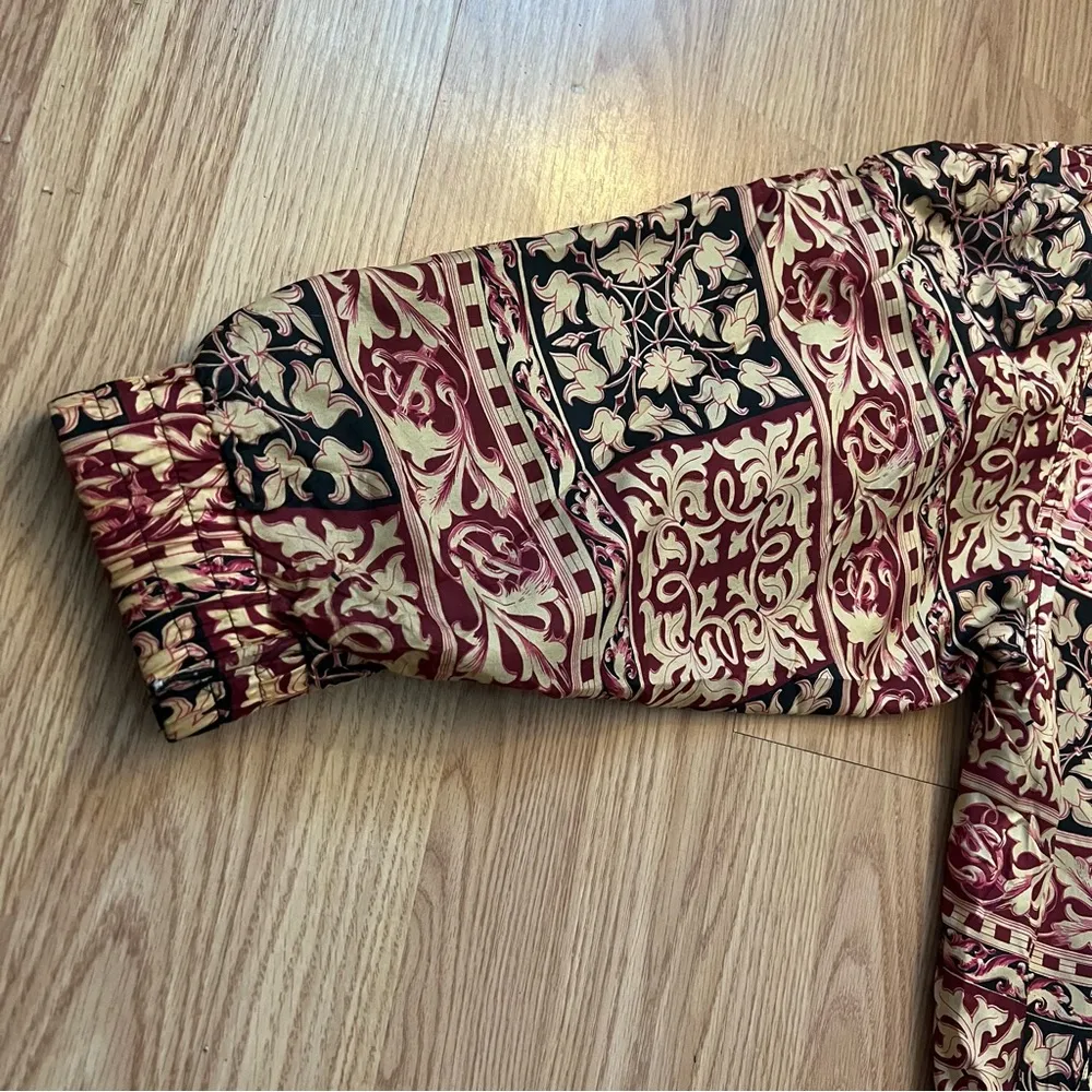 Vintage Bogari 100% Silk Windbreaker Bomber Jacket Women’s Size 2X Red Retro Zip - Image 6