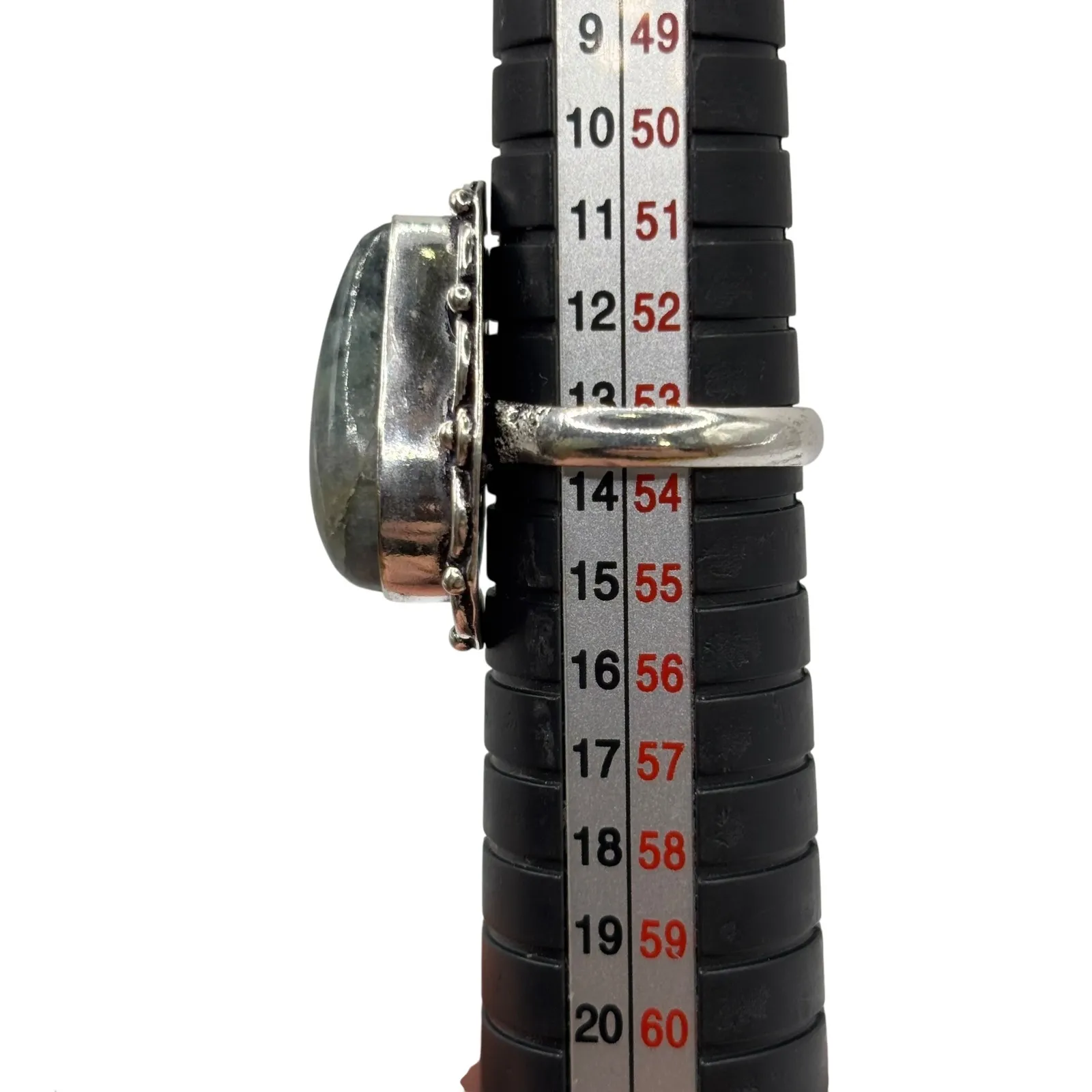 Sterling Silver Ring Teardrop Green Stone Boho Statement Jewelry Size 7 - Image 5