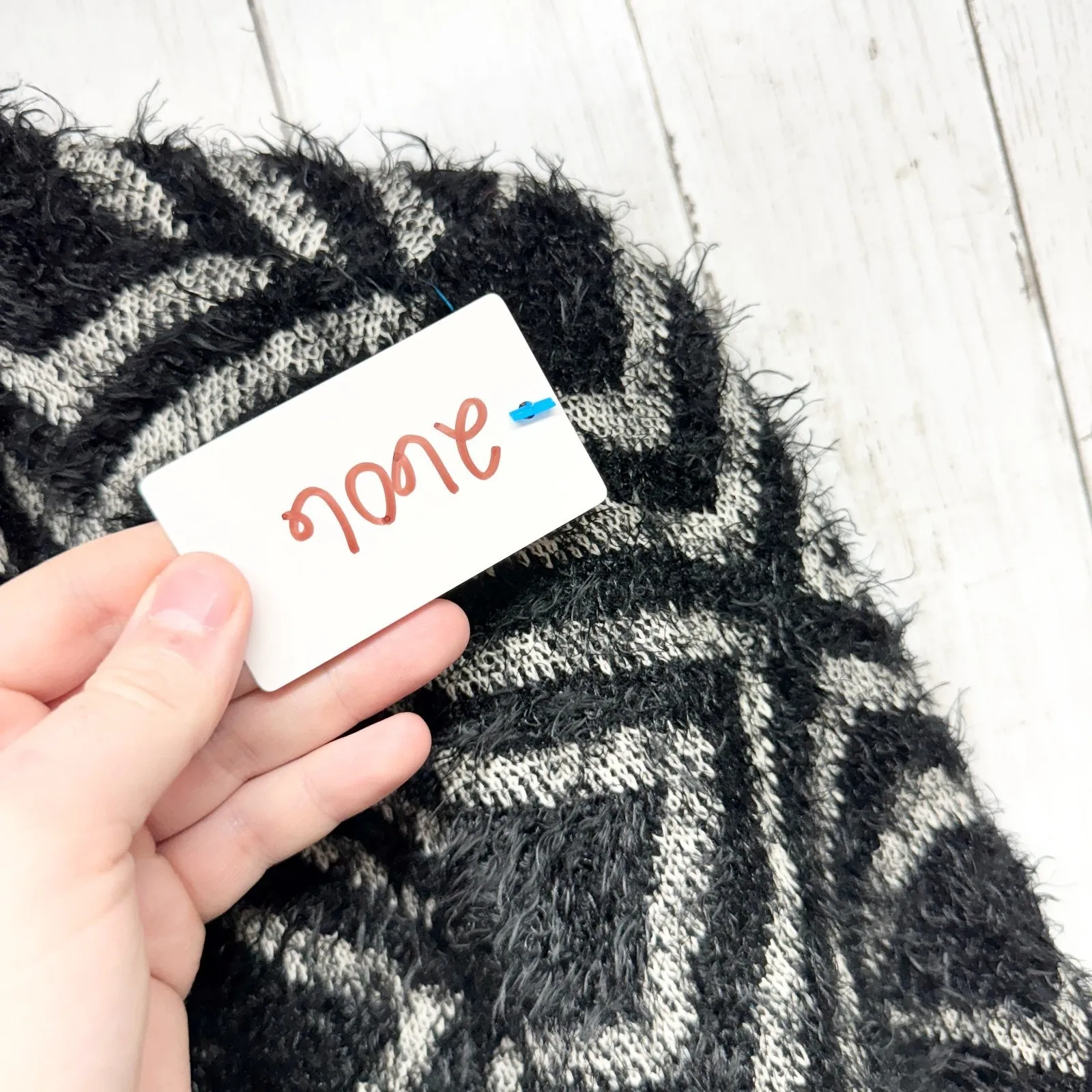 August Silk Sweater Women Size Medium Geo Diamond Pattern Fuzzy Knit Cardigan - Image 3