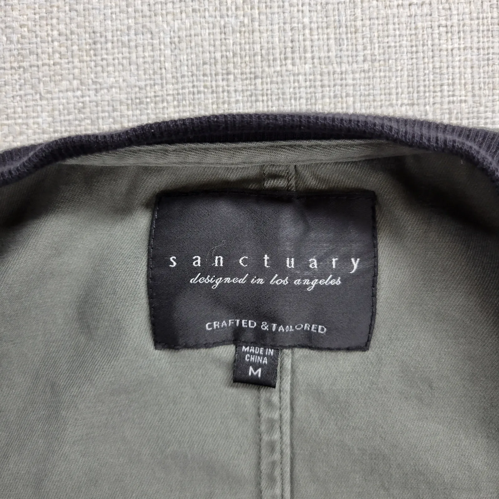Sanctuary Womens Jacket Size M Olive Green Zip Up Military Twill‎ Bomber Crop - Image 6