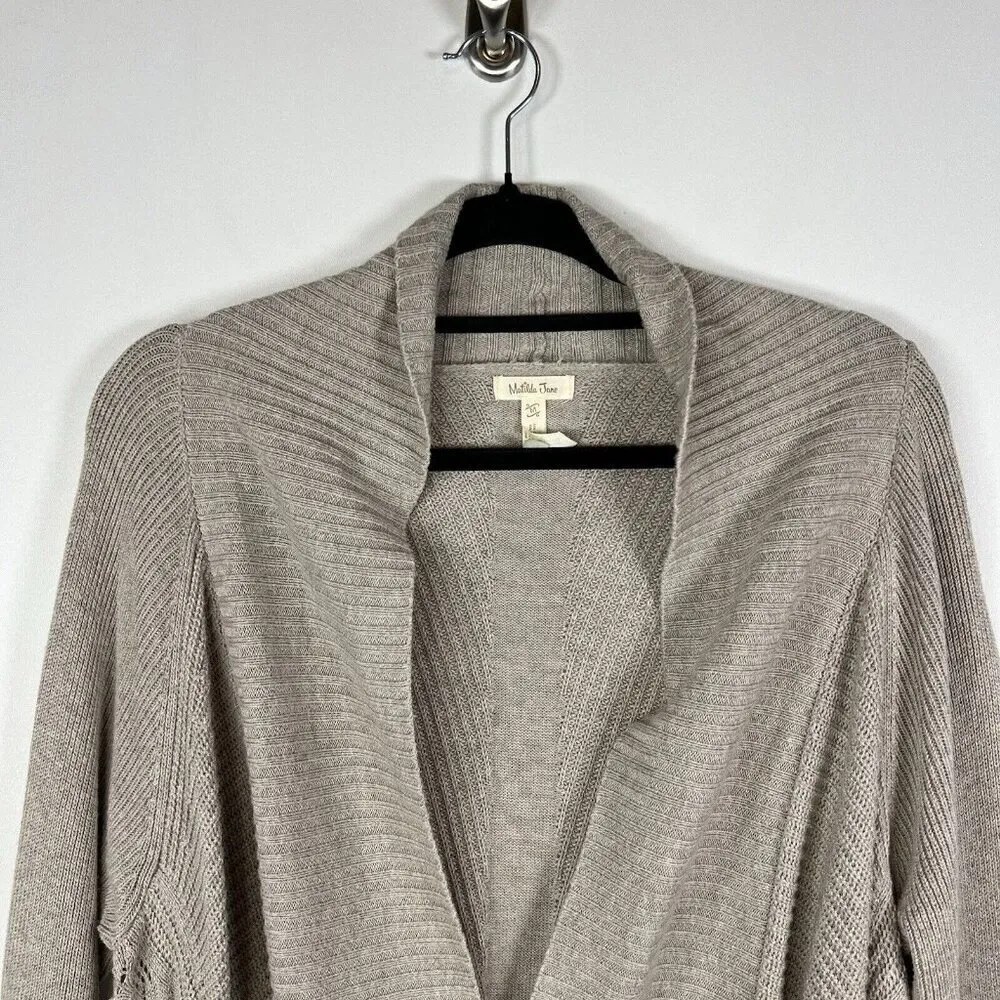 Matilda Jane Womens Cardigan Medium Beige Dream Chasers Lets Get Away Open Knit - Image 3