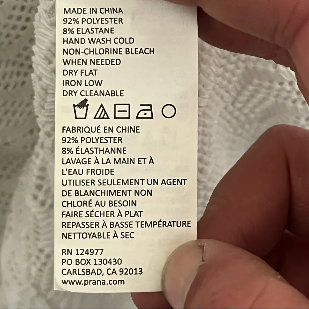 prAna Luiza Swimsuit Cover-Up Hooded‎ Tunic White Chevron Pocket Size Small - Image 6