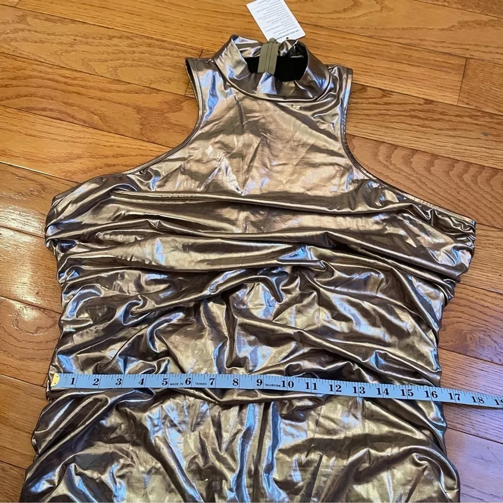 Loragal 2XL Silver Metallic Slinky Ruched Tie Cami Tank Top Festival Club dress Size 2X - Image 8