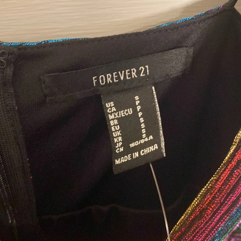 NWT shiny foil rainbow spaghetti strap mini dress - Image 3