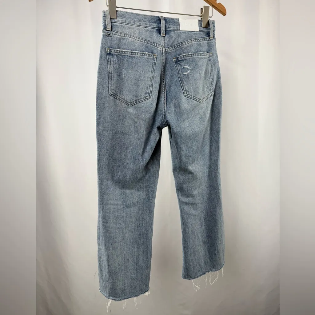 Pistola High Rise Distressed Straight Leg Raw Hem Jeans in Rutls Blue Size 26 - Image 4