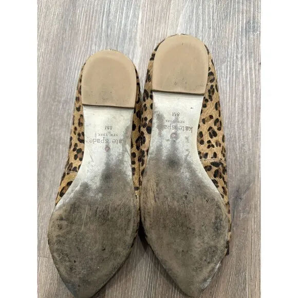 Kate Spade  Calf‎ Hair Leopard Leather Bow Flat 8 Pointed Toe Norah - Image 7