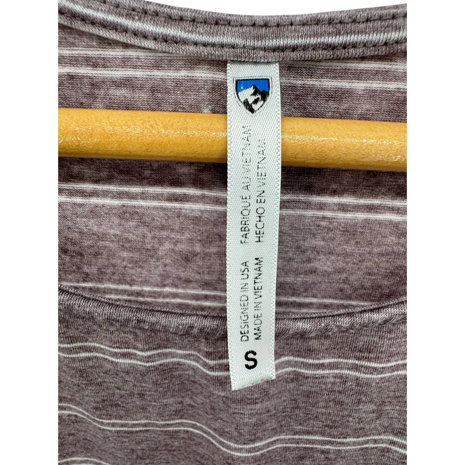 Kuhl Laurel‎ Womens S Mauve Striped Button Tab Sleeve Short Sleeve T Shirt Top - Image 4