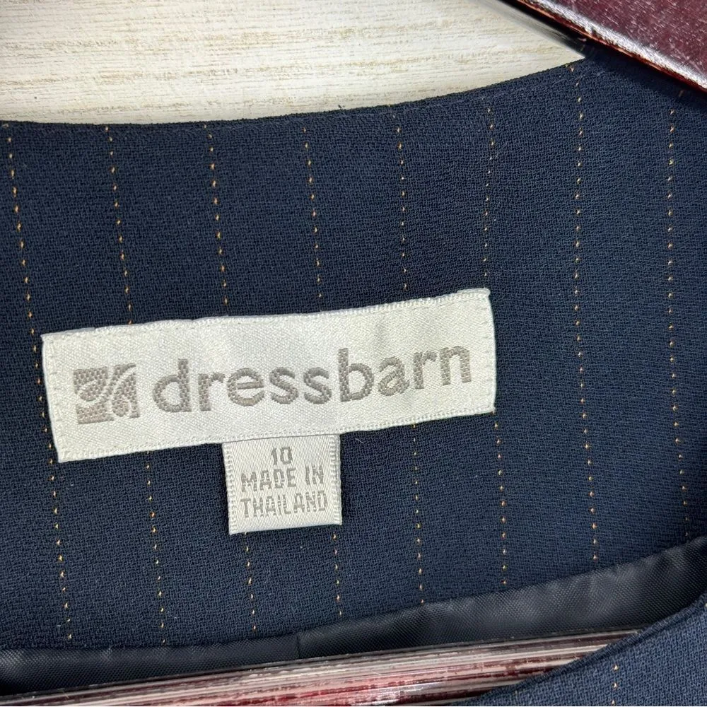 Dress Barn Pinstripe Long Line Blazer Jacket Blue Tan‎ 10 Suit Coat - Image 11