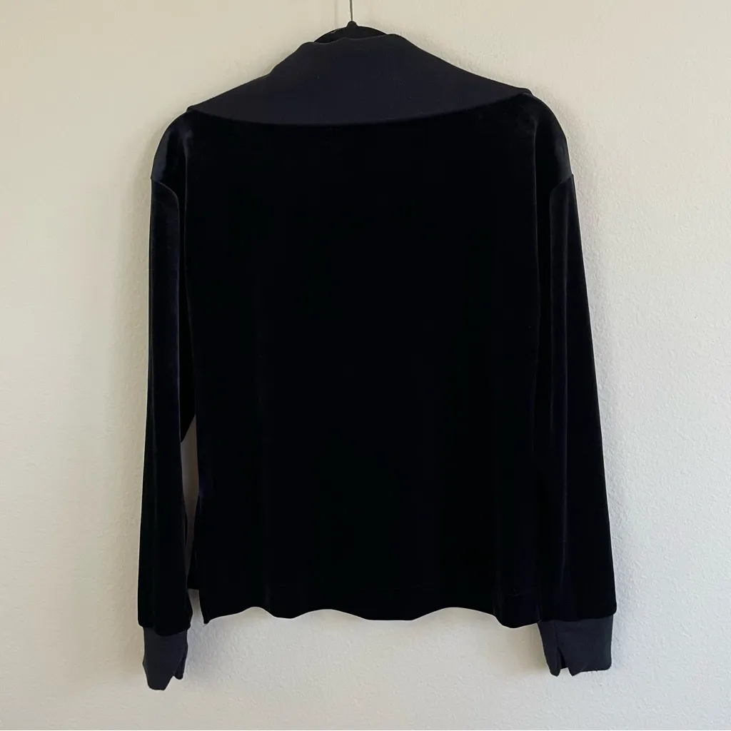 SPANX Black Velour 1/2 Zip Pullover Sweatshirt Size M - Image 9
