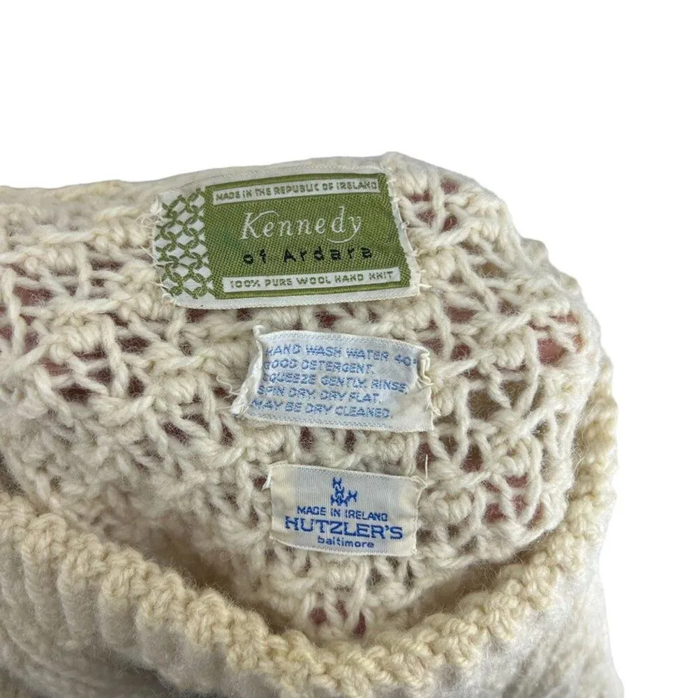 Vintage Kennedy of Ardara Ireland Cable Hand Knit 100% Wool Sweater Size Medium - Image 2