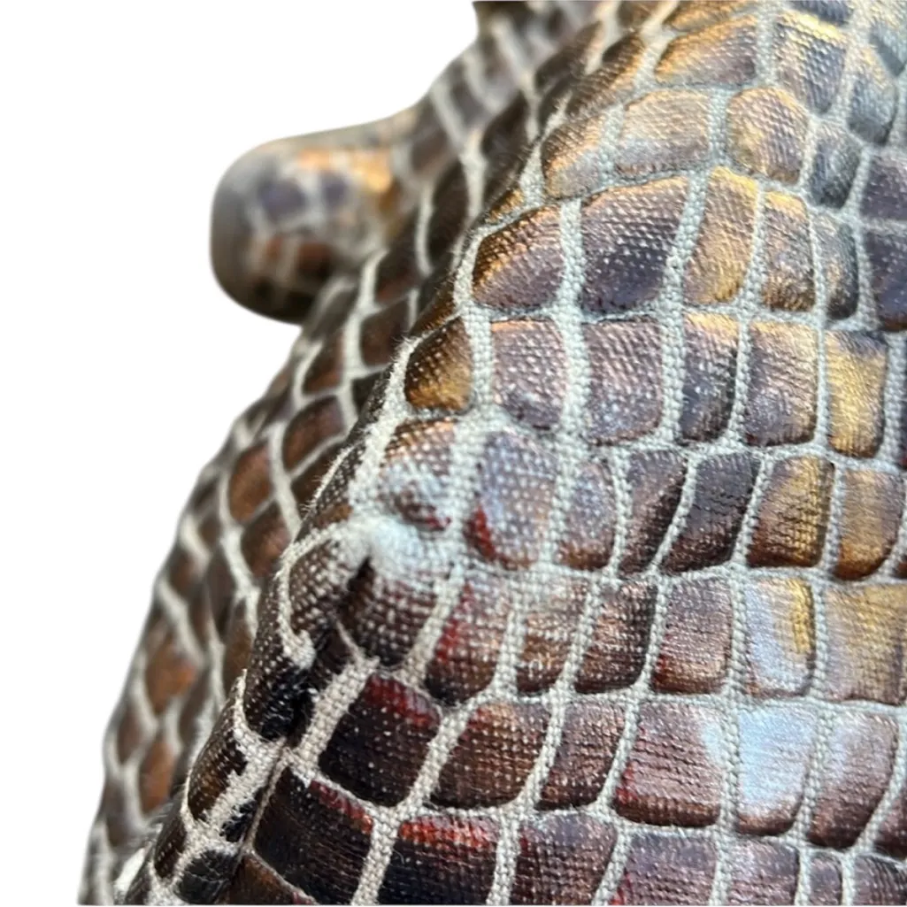 Fendi  Croc Embossed Canvas Bronze Handbag EUC - Image 12