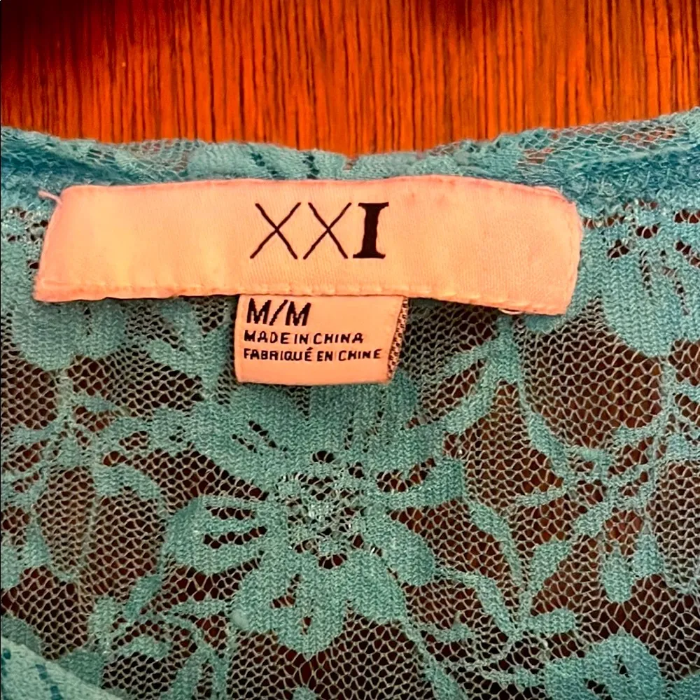 Forever 21 Teal Lace Swim Coverup - Image 3