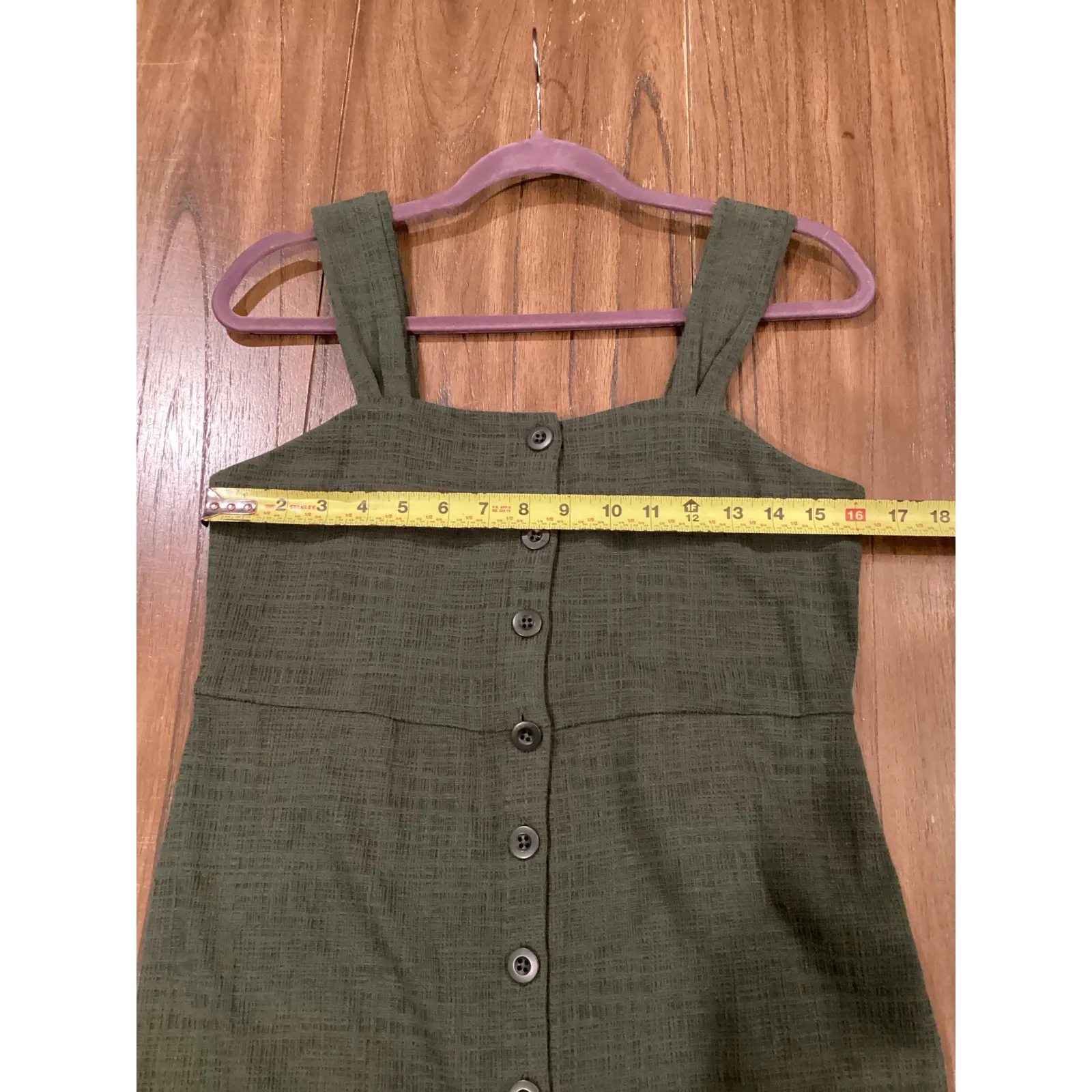 Madewell Texture & Thread Button-Front Tank Dress in Dark Forest Green Sz S NWT - Image 7