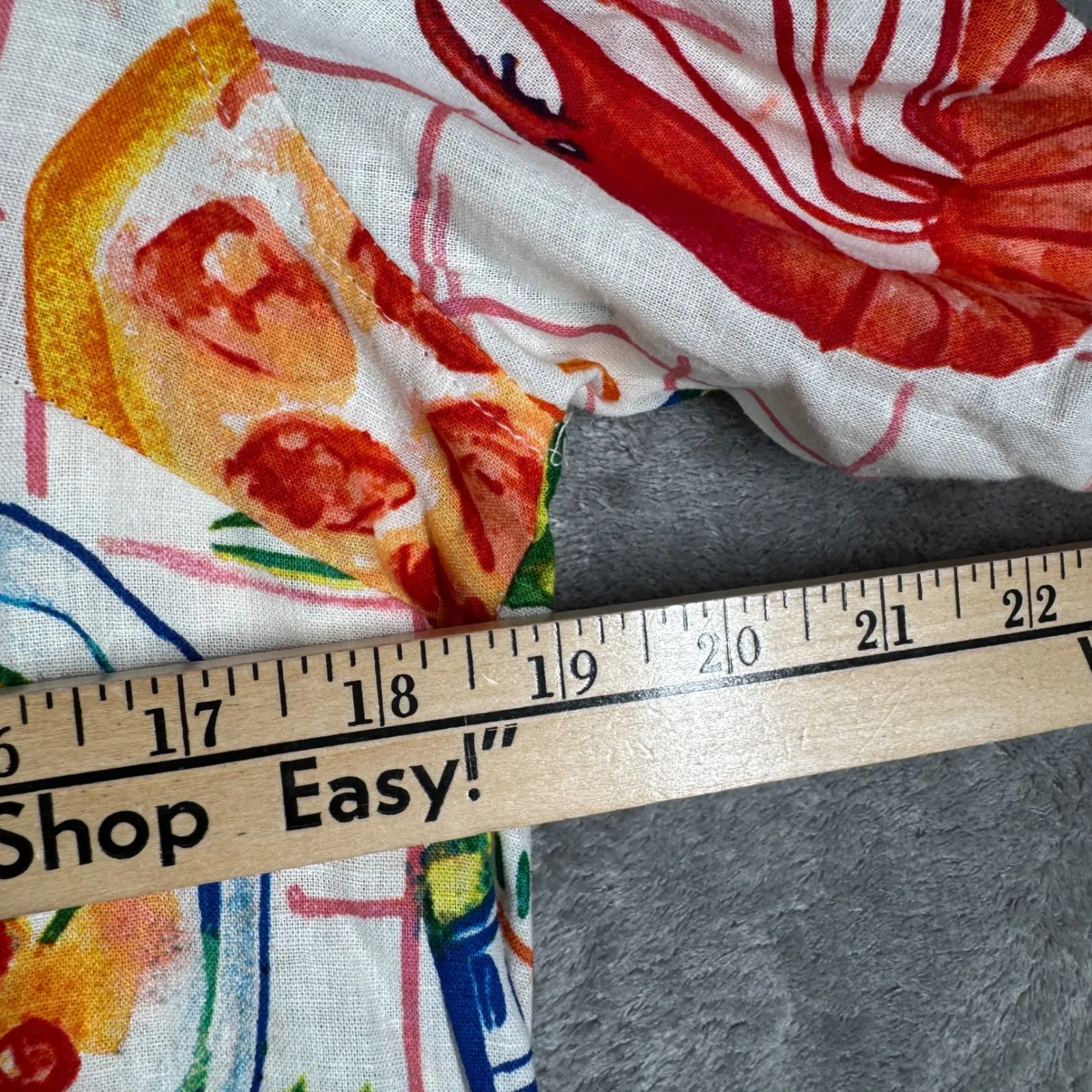 Calypso St. Barth Button Down Shirt Womens Small White Linen Blend Lobster Print - Image 10