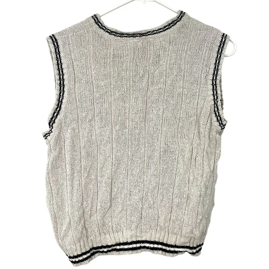 VINTAGE | S | Sweater Vest Sleeveless Knit Top Preppy Academia Linen Tennis Core - Image 4