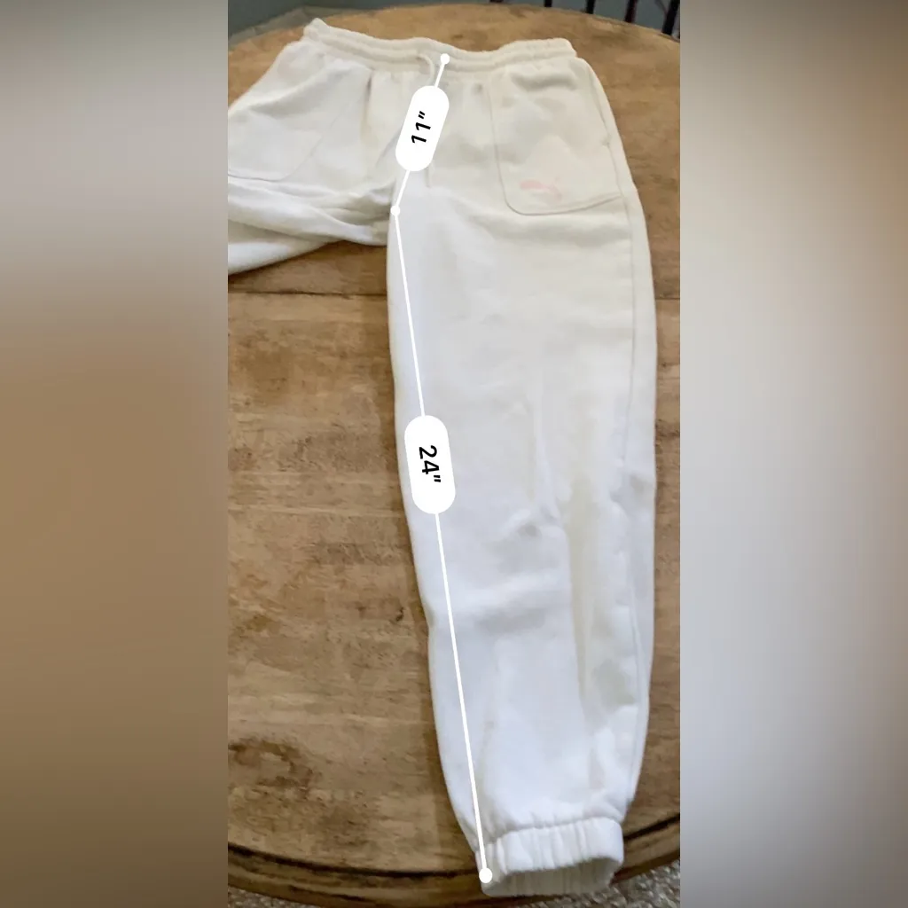 Puma Women’s Sz M Cream/Pink Ideal High-‎ Waist Logo Joggers - Image 13