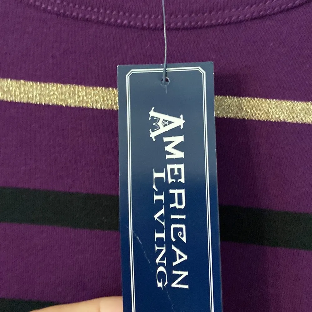 American Living Long Sleeve shirt size M length 25” bust 32” purple and black - Image 4