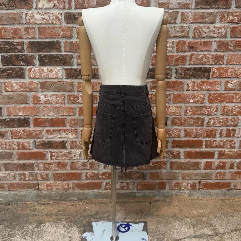 Free People We The Free Black Distressed Denim Skirt with Zipper / 26/4 / EUC - Image 11