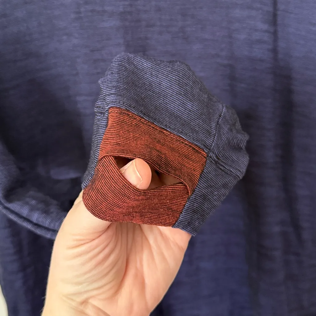 BOMBAS Merino Wool Tencel Blend Long Sleeve Shirt Dark Blue Large - Image 4