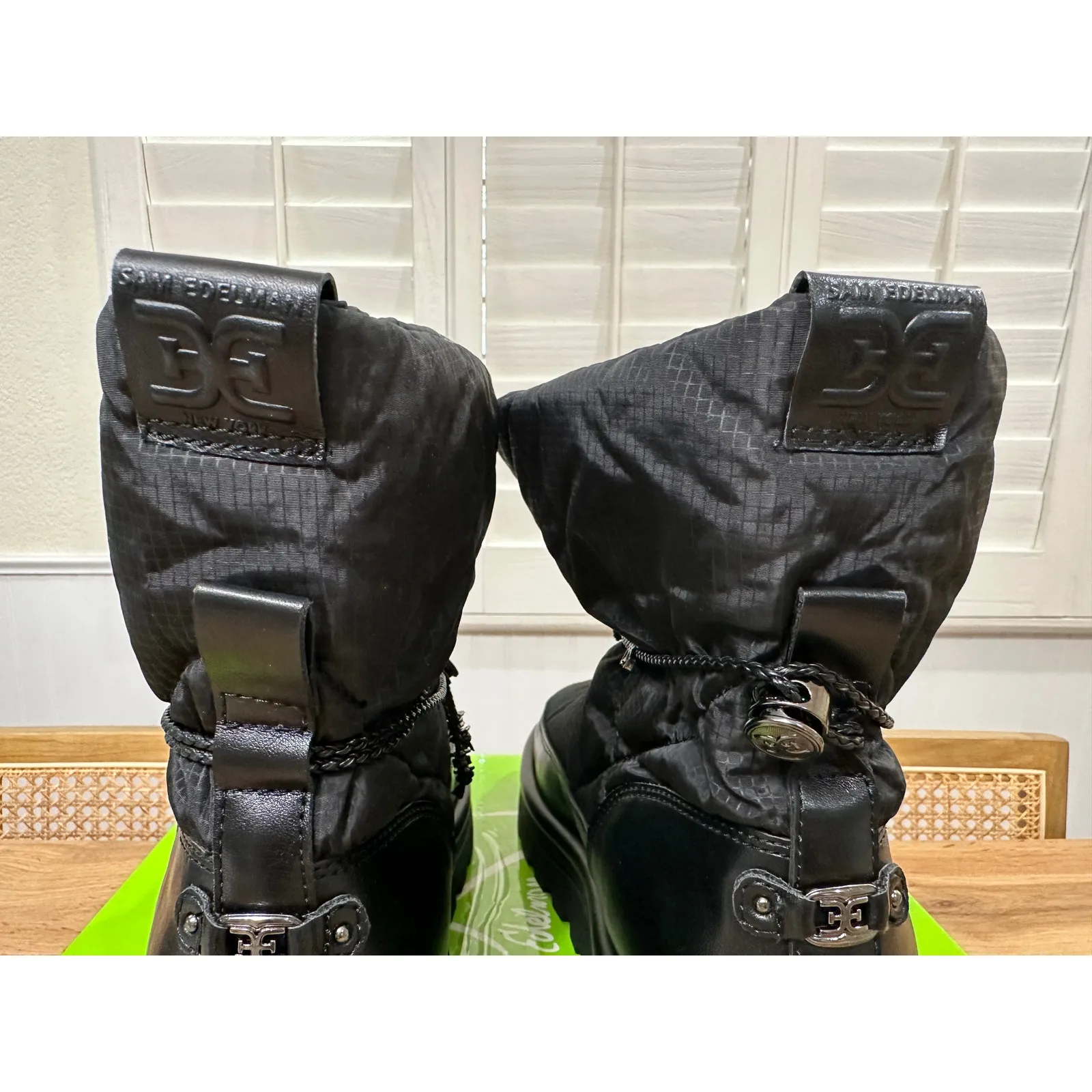 Sam Edelman Olin Lug Sole Bootie Black Nylon Sz 10.5 NIB Stylish Foldover Cuff - Image 12