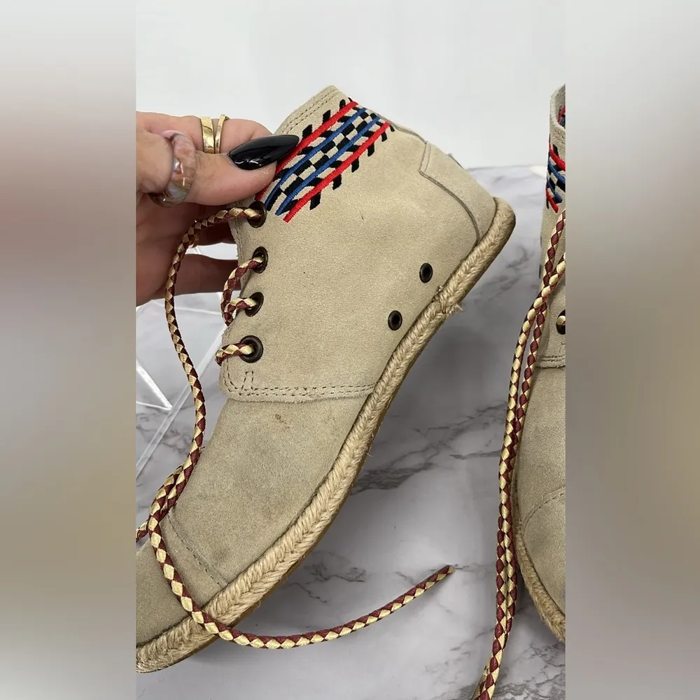 TOMS‎ Sand Alarco Desert Chukka Botas Aztec Lace Up Booties Beige Boho Sz 7 - Image 8